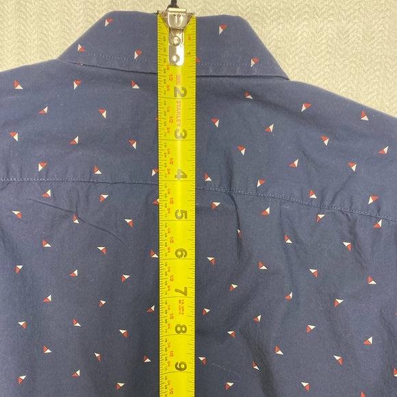 UNTUCKit Shirt Short Sleeve Button Down Cotton Navy Blue Red White Size Small - Picture 7 of 9